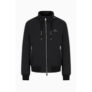 Armani Exchange Schwarzer Herrenblazer aus Polyamid mit Reißverschluss, silbernen Reißverschlüssen und dezentem Logo auf der Brust – ein stilvolles Oberbekleidungsstück.
