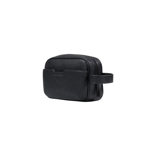 Armani Exchange Schwarze Herren-Kulturtasche aus Leder mit strukturierter Oberfläche und Griff, Polyester, 23 x 15 x 8 cm