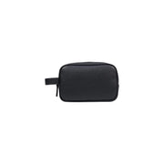 Armani Exchange Schwarze Herren-Kulturtasche aus strukturiertem Leder mit kurzem Henkel und Reißverschluss, 23 x 15 x 8 cm