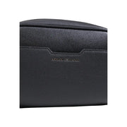 Armani Exchange Schwarze Herren-Handtasche aus Polyester mit Reißverschluss und integrierter Geldbörse aus schwarzem, strukturiertem Leder mit geprägtem Logo