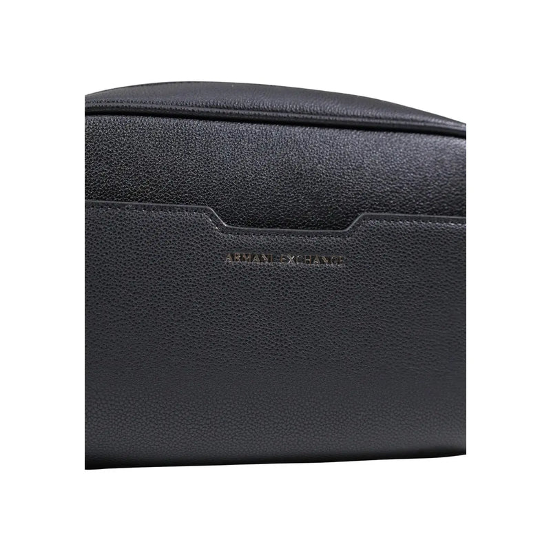 Armani Exchange Schwarze Herren-Handtasche aus Polyester mit Reißverschluss und integrierter Geldbörse aus schwarzem, strukturiertem Leder mit geprägtem Logo