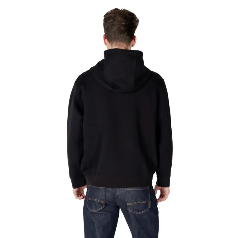 Armani Exchange Schwarzer Herren-Kapuzenpullover aus Baumwolle mit Reißverschluss, weichem, glattem Stoff und klassischem Design