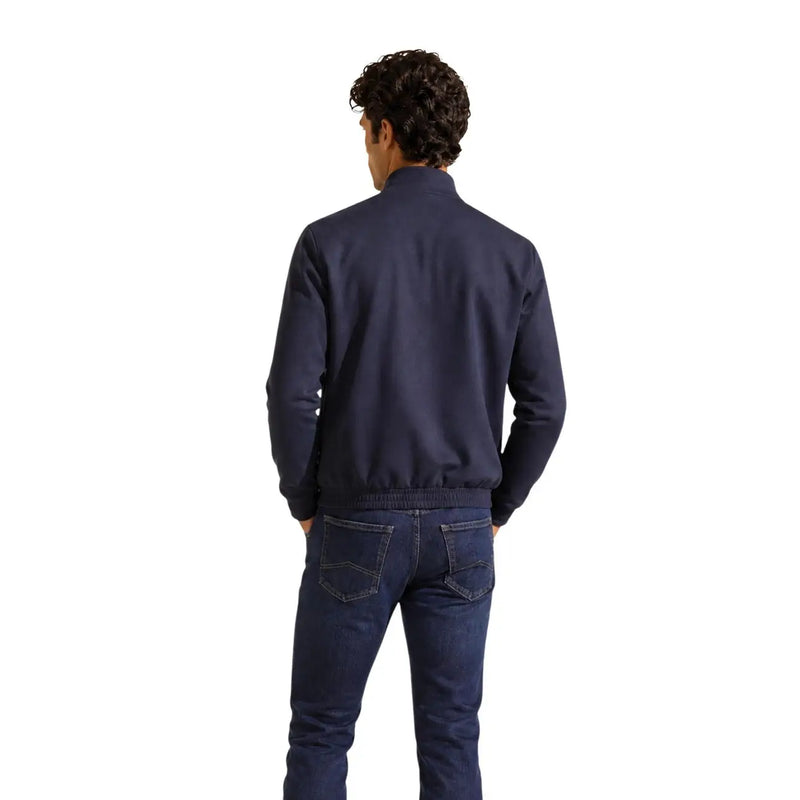 Armani Exchange Marineblaue Herren-Bomberjacke aus Baumwollmischgewebe mit gerippten Bündchen und Saum, ideal für die Freizeit.
