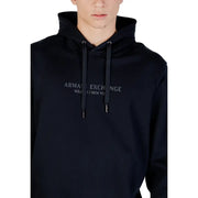 Schwarz armani exchange Herren-Hoodie mit dezentem, gesticktem Logo und passenden Kordelzügen aus Baumwolle