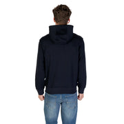 Armani Exchange men blue cotton hooded sweatshirt with v neck navy blue ribbed cuffs and hem front view