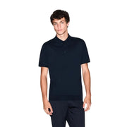 Armani Exchange Herren-Poloshirt aus blauer Baumwolle mit kurzen Ärmeln, marineblauer Farbe und dezentem, gesticktem Logo auf der Brust