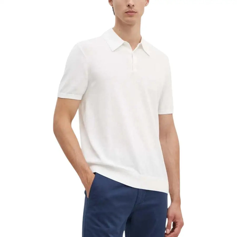 Weißes, kurzärmeliges Baumwoll-Poloshirt mit klassischem Kragen und Knopfleiste von armani exchange Herren blaue Kollektion