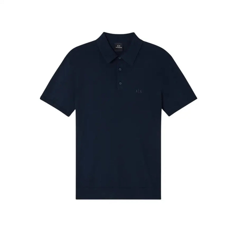 Armani Exchange Herren-Poloshirt aus blauer Baumwolle mit kurzen Ärmeln in Dunkelblau und dezentem, gesticktem Logo auf der Brust