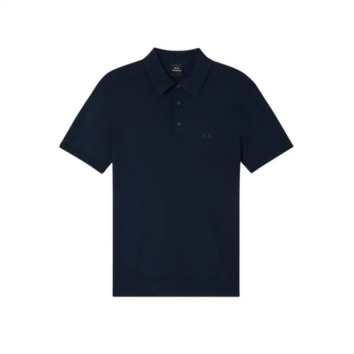 Armani Exchange Herren-Poloshirt aus blauer Baumwolle mit kurzen Ärmeln in Dunkelblau und dezentem, gesticktem Logo auf der Brust