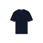Armani Exchange Herren-T-Shirt aus blauer Baumwolle, marineblau, minimalistisch, kurze Ärmel, gesticktes Logo auf der linken Brust
