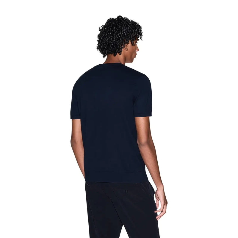 Armani Exchange Herren-T-Shirt aus blauer Baumwolle in Marineblau, kurzärmelig, Rundhalsausschnitt