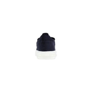 Armani Exchange Sportliche Herren-Sneaker aus blauem Leder zum Hineinschlüpfen mit marineblauem Wildleder und weißer Gummisohle
