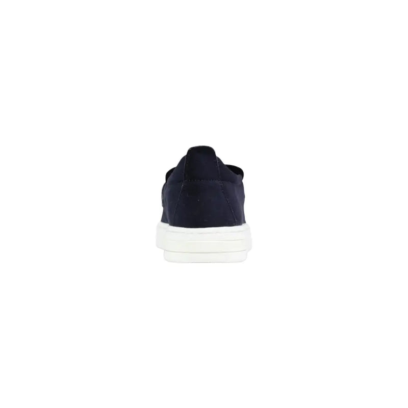 Armani Exchange Sportliche Herren-Sneaker aus blauem Leder zum Hineinschlüpfen mit marineblauem Wildleder und weißer Gummisohle