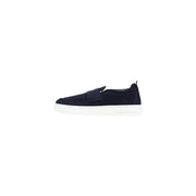 Armani Exchange Sportliche Herren-Sneaker aus blauem Leder zum Hineinschlüpfen mit marineblauem Wildleder-Obermaterial und weißer Gummisohle