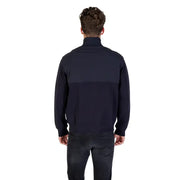 Armani Exchange Herrenblazer in Marineblau mit langer, zweifarbiger Fronttasche, Reißverschluss, gerippten Bündchen und Saum.