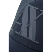 Armani Exchange Schwarze Herren-Baseballkappe aus Polyester mit blauem Print und auffälligem, mattem, dunkelgrauem AY-Logo auf der Vorderseite