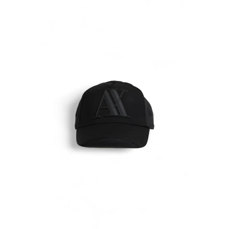 Schwarz Armani Exchange Blaue Herren-Polyesterkappe mit Print und einem Ton-in-Ton gestickten Axt-Logo auf der Vorderseite