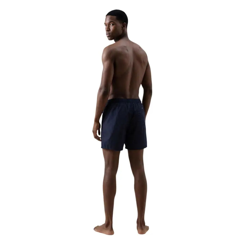 Armani Exchange Herren-Badeshorts aus marineblauem Polyester mit blauem Print, elegantem Design und elastischem Bund