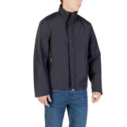 Schwarz Armani Exchange Herren-Reißverschlussjacke mit hohem Kragen und dezenten Seitentaschen aus Polyester
