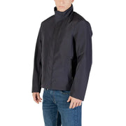 Armani exchange Herren-Blazer aus blauem Polyester mit Reißverschluss und Rollkragen, bestehend aus einer schwarzen Jacke mit hohem Kragen und dezenten Reißverschlussdetails.