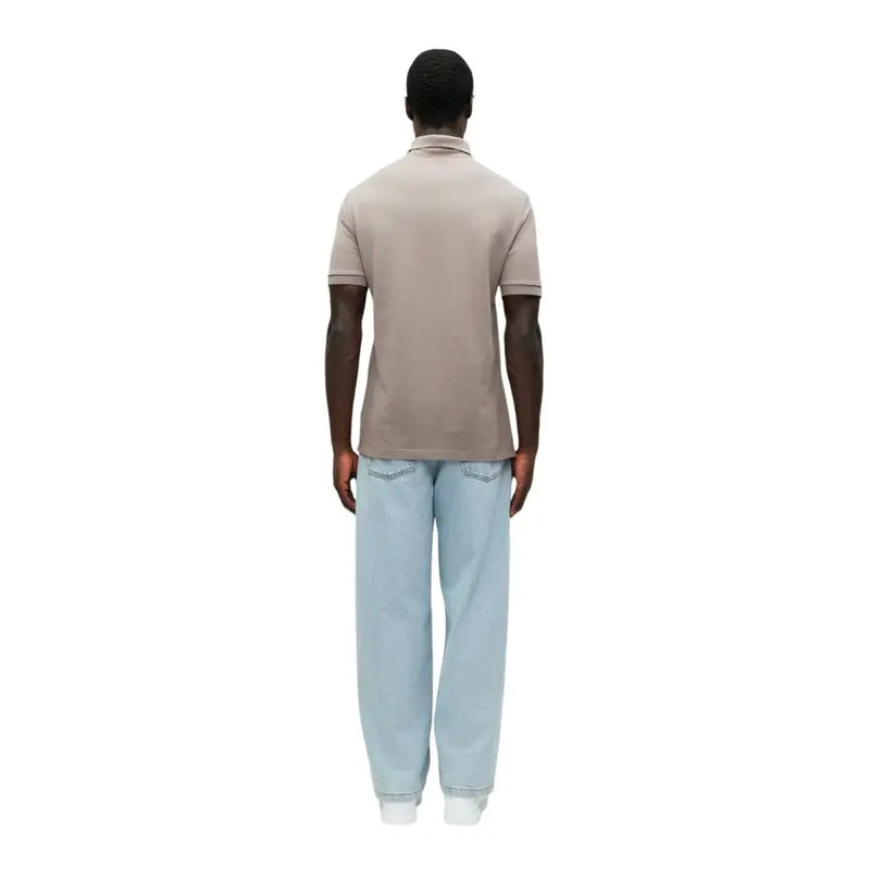 Beige armani exchange Braunes Herren-Poloshirt aus Baumwolle mit kurzen Ärmeln, klassischem Kragen und gerippten Bündchen