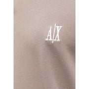 Armani Exchange Braunes Herren-Poloshirt aus Baumwolle mit kurzen Ärmeln und gesticktem A x-Logo auf beigefarbenem Piqué-Strickstoff