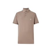 Beige Armani Exchange Braunes Herren-Poloshirt aus Baumwolle mit kurzen Ärmeln und dezentem, gesticktem Logo auf der Brust