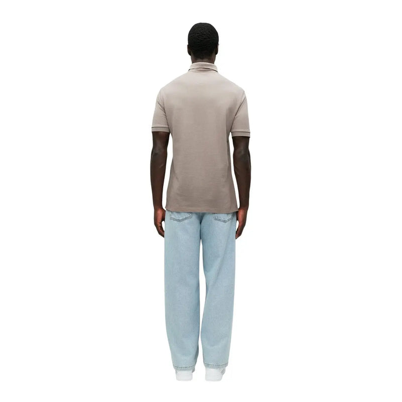 Beige armani exchange men brown cotton polo shirt with short sleeves classic collar and ribbed cuffs