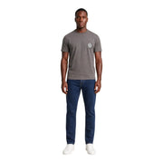 Armani Exchange Graues Herren-T-Shirt aus Baumwolle mit Rundhalsausschnitt und kleinem runden Logo auf der linken Brust