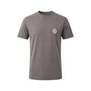 Armani Exchange Braunes Herren-T-Shirt aus Baumwolle mit gedeckten grauen kurzen Ärmeln und dezentem, rundem Logo auf der linken Brust.