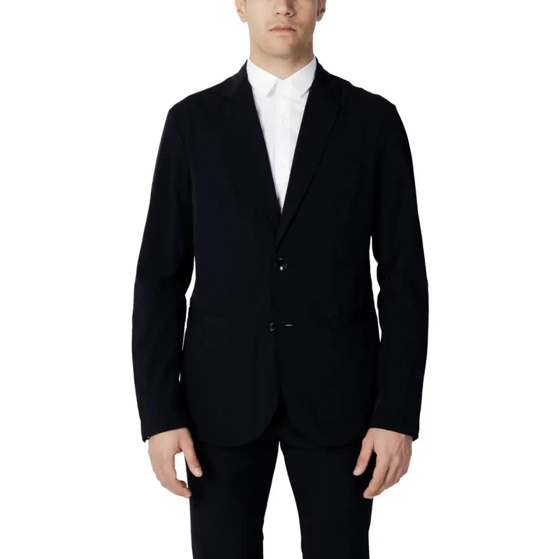 Schwarzer, einreihiger Anzug aus Baumwolle mit elegantem, tailliertem Schnitt und Zweiknopfverschluss von Armani Exchange