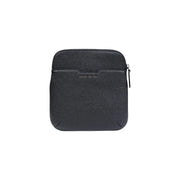 Armani Exchange Schwarze Herren-Umhängetasche aus strukturiertem Leder mit dezentem Logo-Detail auf der Vorderseite, 22 x 23 x 1 cm, Polyester