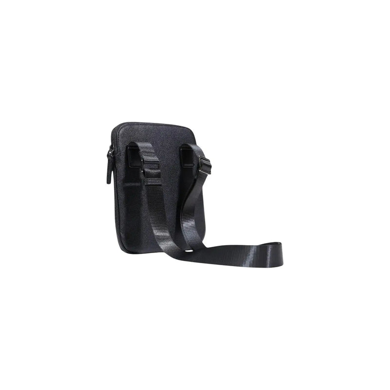 Schwarz strukturiert Armani Exchange Herren-Umhängetasche mit verstellbarem Riemen, Polyester, 22 x 23 x 1 cm, mit Reißverschluss