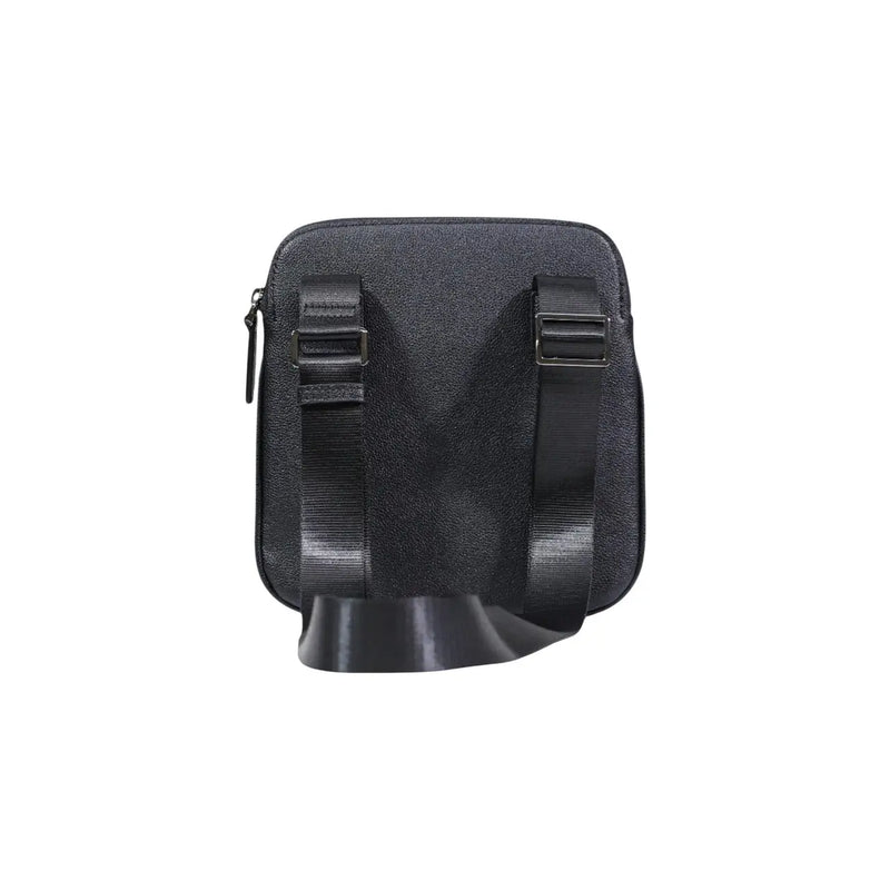 Armani Exchange Schwarze Herren-Umhängetasche aus strukturiertem Polyester mit verstellbaren Trägern und Reißverschluss, 22 x 23 x 1 cm