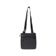 Armani Exchange Schwarze Herren-Umhängetasche aus Polyester mit Steppstruktur und sich wiederholendem Logomuster, 21 cm breit