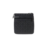 Armani Exchange Schwarze Herren-Umhängetasche aus Polyester mit geprägtem Logomuster und Reißverschlussfächern, B 21 cm