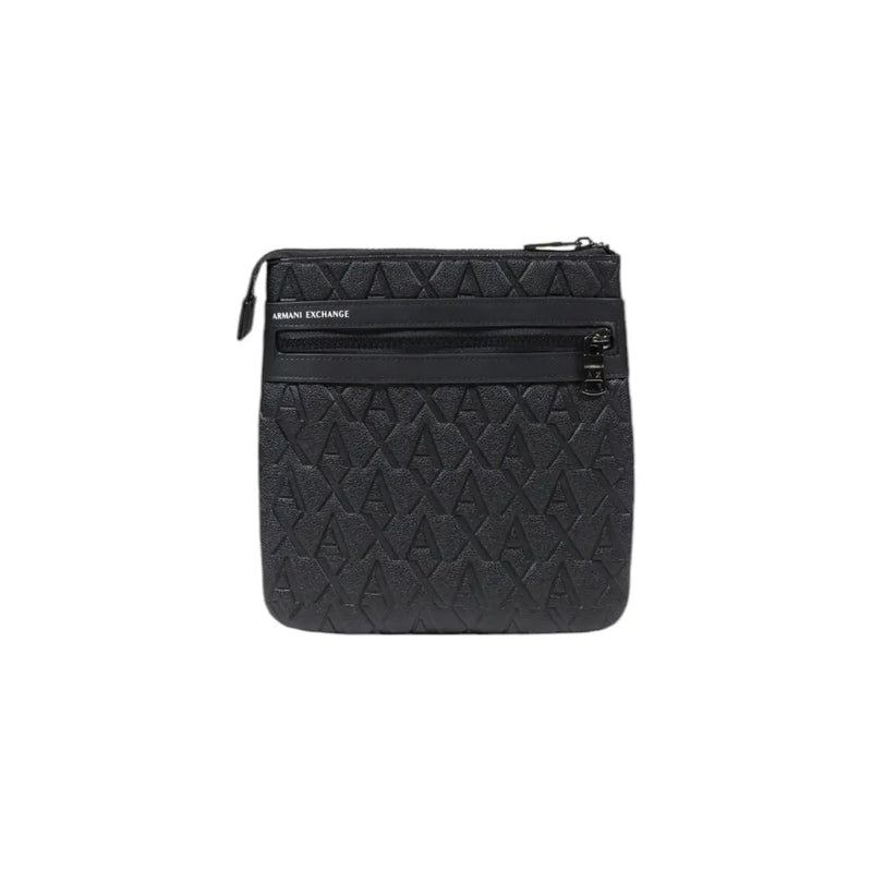 Armani Exchange Schwarze Herren-Umhängetasche aus Polyester mit geprägtem Logomuster und Reißverschlussfächern, B 21 cm