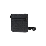 Schwarz Armani Exchange Herren-Umhängetasche aus Polyester mit geprägtem Logomuster und Reißverschlussdetails, 21 cm breit