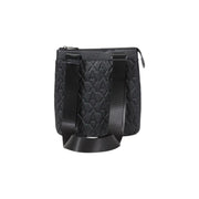 Armani Exchange Schwarze Herren-Umhängetasche aus Polyester mit gestepptem Rautenmuster und verstellbarem Riemen, 21 cm breit