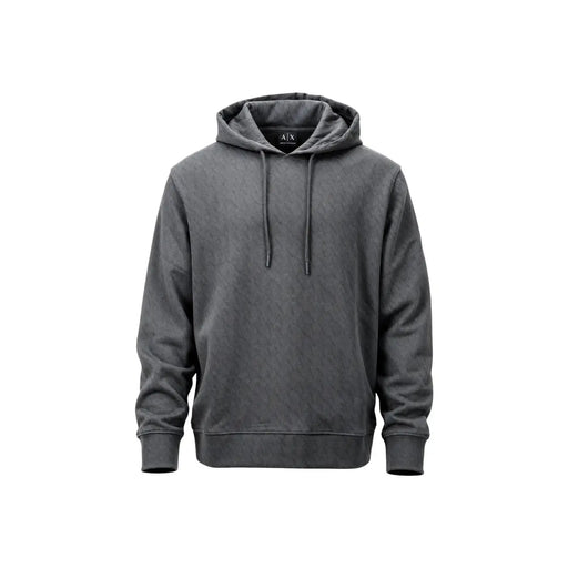 Armani Exchange Herren-Kapuzenpullover aus grüner Baumwolle mit dunkelgrauer, strukturierter Kapuze und passenden Kordelzügen