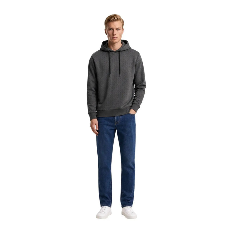 Armani Exchange Herren-Kapuzenpullover aus grüner Baumwolle in Dunkelgrau mit langen Ärmeln, Kapuze mit Kordelzug und gerippten Bündchen