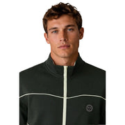 Armani Exchange Herren-Kapuzenpullover aus grüner Baumwolle mit Reißverschluss, dunkelgrünem Stoff, weißem Reißverschluss und weißen Zierelementen