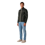 Armani Exchange Herren-Kapuzenpullover aus grüner Baumwolle mit Reißverschluss, weißen Paspeln und rundem Brustlogo