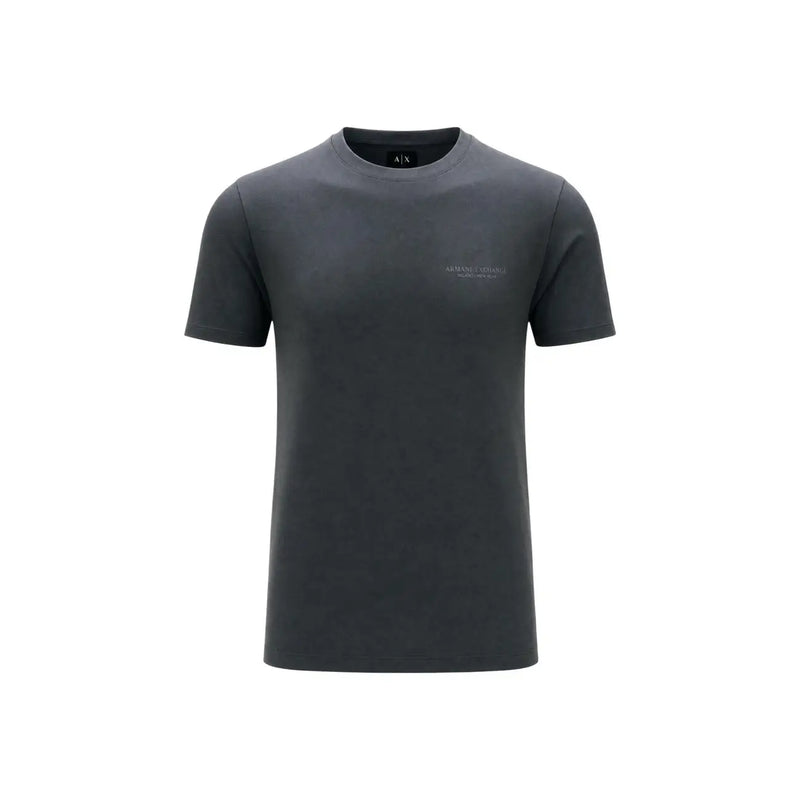 Dunkelgrau Armani Exchange Herren-T-Shirt aus Baumwolle mit Rundhalsausschnitt und dezenter Logostickerei auf der Brust