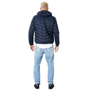 Marineblau Armani Exchange Herren-Kapuzenjacke aus gestepptem Polyester mit Daunenfüllung und Kapuze