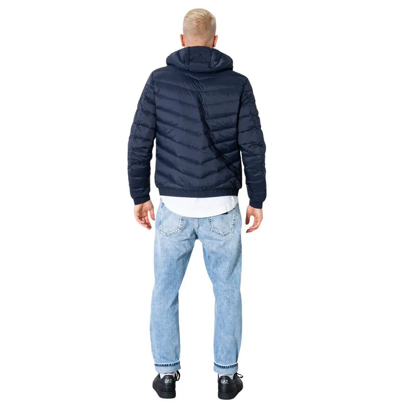 Marineblau Armani Exchange Herren-Kapuzenjacke aus gestepptem Polyester mit Daunenfüllung und Kapuze