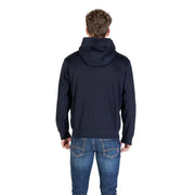 Armani Exchange Herren-Kapuzenpullover aus dunkelblauem Baumwollstoff mit glattem, weichem Material und Reißverschluss vorne