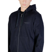 Schwarz armani exchange Herren-Kapuzenpullover aus Baumwolle mit Reißverschluss und dezentem, gesticktem Logo auf der Brust