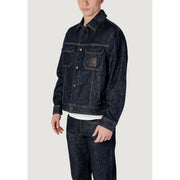 Armani Exchange Herrenjacke, klassisch blau, aus Baumwollmischgewebe, dunkelindigofarbenem Denim, mit Knopfleiste und aufgesetzten Brusttaschen
