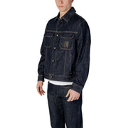 Armani Exchange Herrenjacke aus dunkelindigofarbenem Denim mit klassischem Kragen, Knopfverschluss und aufgesetzten Brusttaschen, Größe L